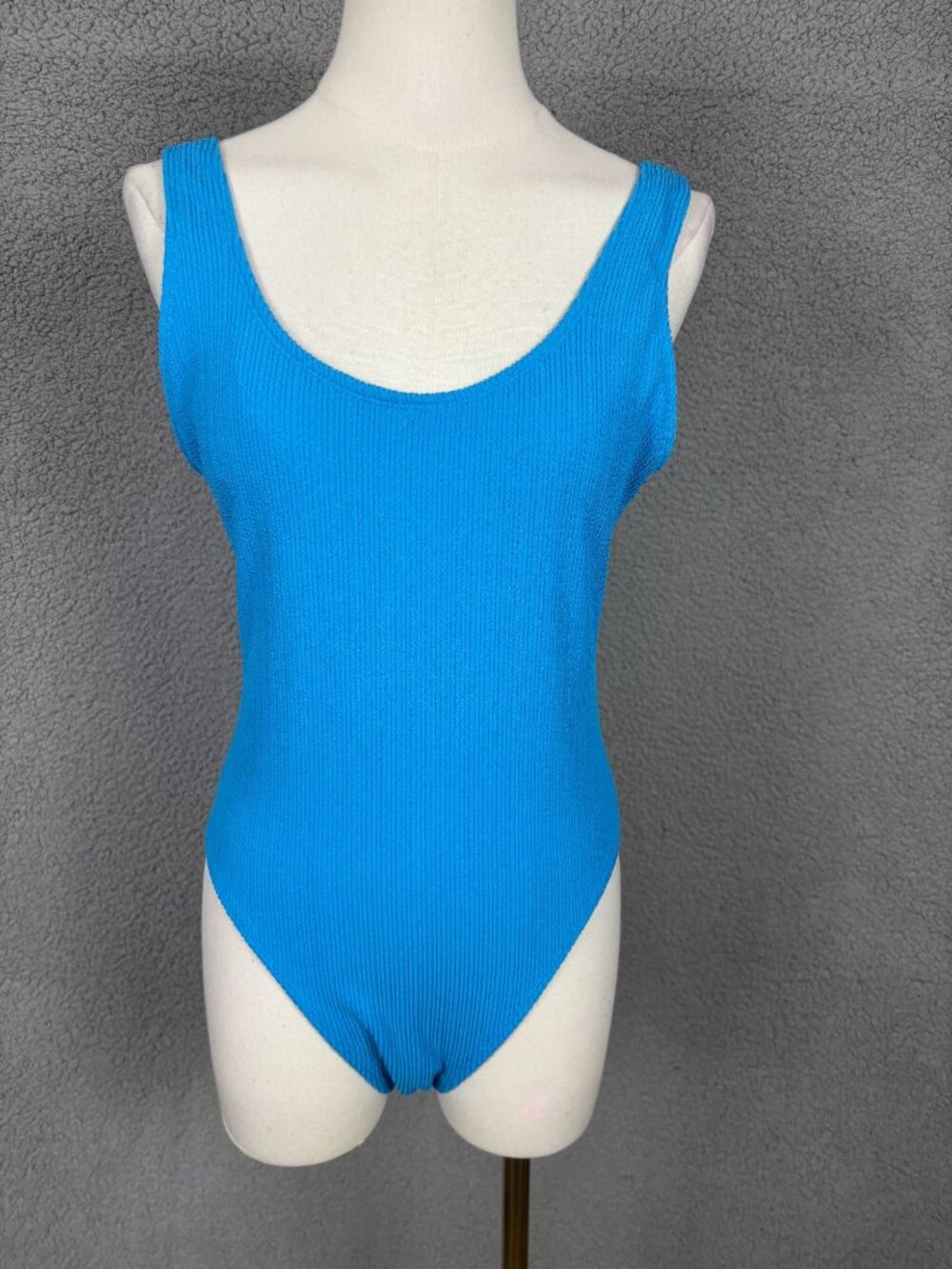 COTTON on Juniors Low-Back One-Piece Swimsuit  Blue Crinkle Size Medium NWT's.